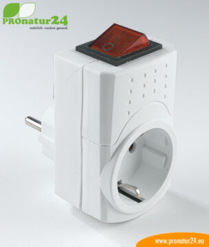 Adapter plug with switch | shielded against LF electrosmog | schuko