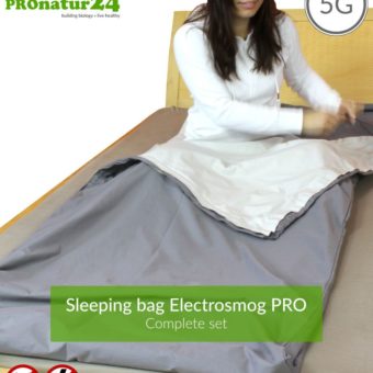 Shielding sleeping bag TSB Elektrosmog PRO in a set | mobile radiation protection against radio up to 99.99% (41dB) | Groundable. Effective against 5G!