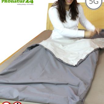 Shielding sleeping bag TSB Elektrosmog PRO | mobile radiation protection against radio up to 99.99% (41dB) | grounding optional. Effective against 5G!