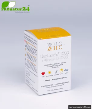 WHC UnoCardio ® 1000 + Vitamin D 1000 | OMEGA-3 fatty acids | 60 softgels