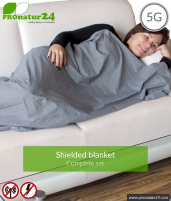 Shielding blanket TDG Set all inclusive. Protection against HF electrosmog up to 41 dB (WLAN, mobile phone). Earthable. Effective against 5G!