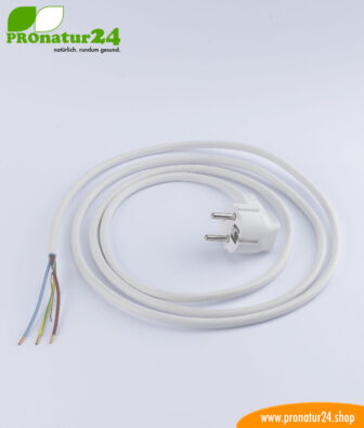 Shielded cable with shockproof plug and free end, white