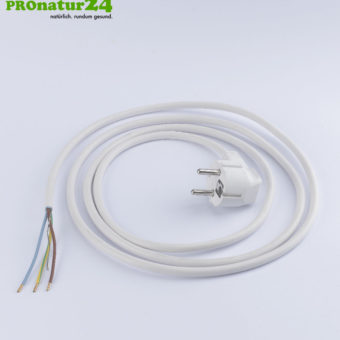 Shielded device connection cable with plug type EF and free end, white