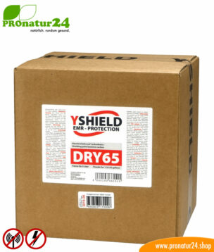DRY65 powdered shielding paint by YSHIELD. HF attenuation of up to 43 dB. LF grounding mandatory.