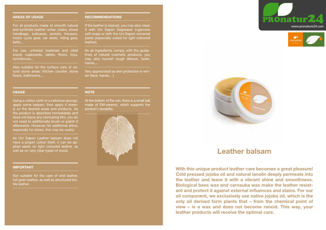 Application of leather balsam from UNI SAPON
