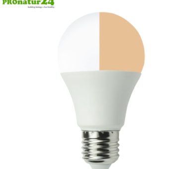 8 watts LED full spectrum DuoLight | Nature-like flicker-free light | 5200 K + 4000 K + 2900 K | Bright as 80 watts | 700 lumen. E27 socket.