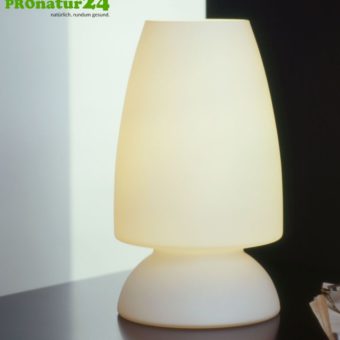 Shielded glass lamp in elegant style, completely made of mouth-blown opal glass, 27 cm height, E27 socket, 60 watt