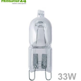 33 watts halogen HALOPIN® PRO lamps from OSRAM | Bright as 40 watts. G9 socket.