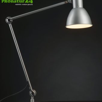 Shielded lamp for desk, workplace and ideal work lamp | 48 watt | E27 | design alu-silver | Choose the mounting!