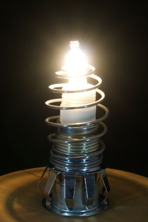 Shaded table lamp in cylinder form with opal glass, 37 cm high, beech wood base, E14 socket, 33 watt