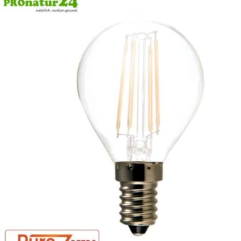 3 watts LED Filament Pure-Z-Retro from Biolicht | bright as 30 Watt, 300 Lumen | warm white (2700 Kelvin) | CRI >90, flicker-free (< 1%), E14