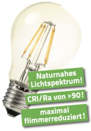Natural light spectrum! + CRI/Ra of >90! + maximum flicker reduced!