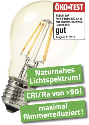 Natural light spectrum! + CRI/Ra of &gt;90! + maximum flicker reduced!