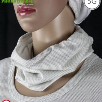 ANTIWAVE shielding hose scarf | white-silver | Protection against electrosmog HF with efficiency >99,9% (cell phone, WIFI, LTE) | suitable as mouth-nose protection mask | shielding fabric with silver for antibacterial effect (silver ion treatment) | 5G ready!
