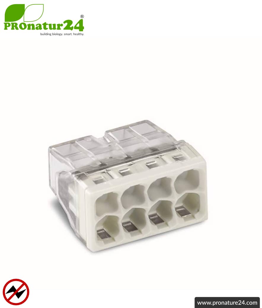 2273-205, Wago 2273 COMPACT PUSH WIRE Series Junction Box Connector,  5-Way, 24A, 20  16 AWG Wire, Push-In Termination