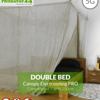 Shielding canopy Electrosmog PRO in a set | DOUBLE BED (GRAND KING SIZE) | Shielding RF radiation over 99.99% (48 dB). Groundable. Effective against 5G!