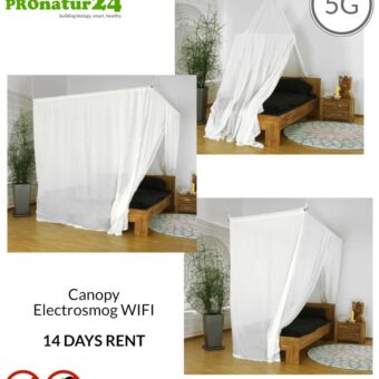 TEST! Canopy Electrosmog WIFI 14 days risk-free rental (€298 + deposit). 3 versions with protection against radio radiation HF up to 40 dB shielding attenuation. 5G ready!