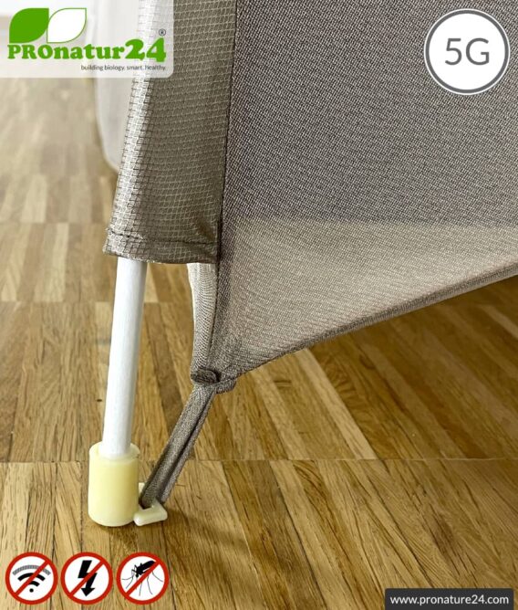 Shielding tent SAFECAVE for single bed | up to 99.99 % efficiency (screening attentuation up to 47 dB) | Mobile full protection against electrosmog canopy | LF groundable