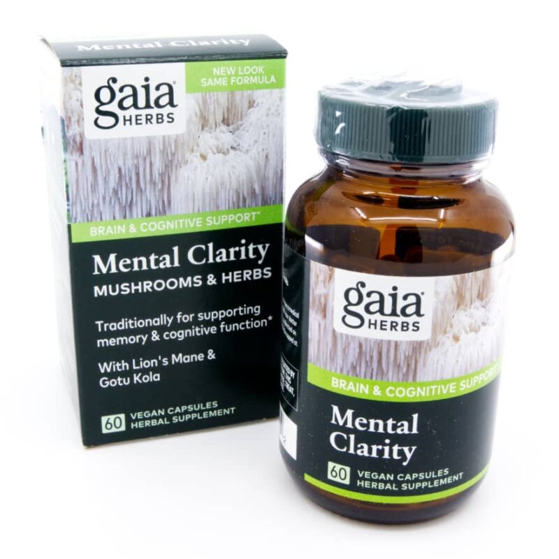 MENTAL CLARITY by Gaia Herbs | can support brain performance and concentration | mushrooms & Herbs (reishi, cordyceps, basil, rosemary, ...) | 60 capsules. Feedimage.