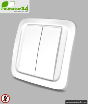 Flush-mounted repeater RP-NA16-UP | Eltako FRP61-230V | level 1+2 repeater for mounting in installation box | master switch set-up | building biology safe wireless technology according to EnOcean standard 19 Wall transmitter TX-NA16-WAND | 2-channel remote control | master switch set-up | building biology save radio technology according to EnOcean standard