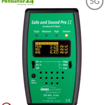 Safe and Sound Pro 2 EMF Detector | Broadband RF Radiation Meter | Detection of RF radiation from 200 MHz to 8 GHz, including 5G! | Semi-professional level for beginners. Latest model!