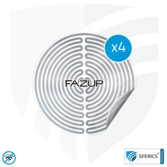 FAZUP family silver | Passive antenna for reduction from mobile phone radiation | 4x patch for innovative, metrological protection against HF electrosmog in a € saving set!