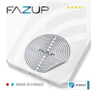 FAZUP silver | Passive antenna for reduction from mobile phone radiation | Innovative, metrological protection against electrosmog from iPhone, Samsung, Huawei | Stick on like harmonizing chip.