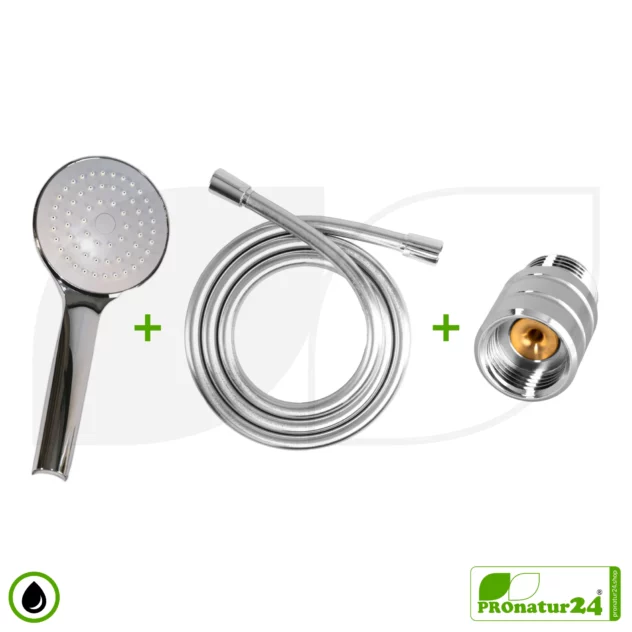 ecoturbino® handheld shower SET 10 Legio | ET10L water-saving adapter + shower hose + shower head