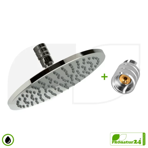 ecoturbino® Overhead Shower - Rain Shower SET Legio | ET10L Water-Saving Adapter + Overhead Shower Head