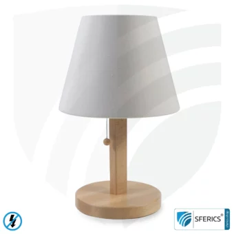 Shielded table lamp made of beech wood with lampshade in NATURAL color | made of chintz, a linen weave cotton fabric | E27 socket