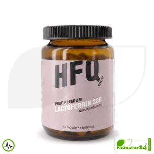 Lactoferrin 330 by HFQ | 40 capsules each containing 330 mg of the purest quality | Pure Premium - pure Lactoferrin, nothing else | Dietary food of the highest quality