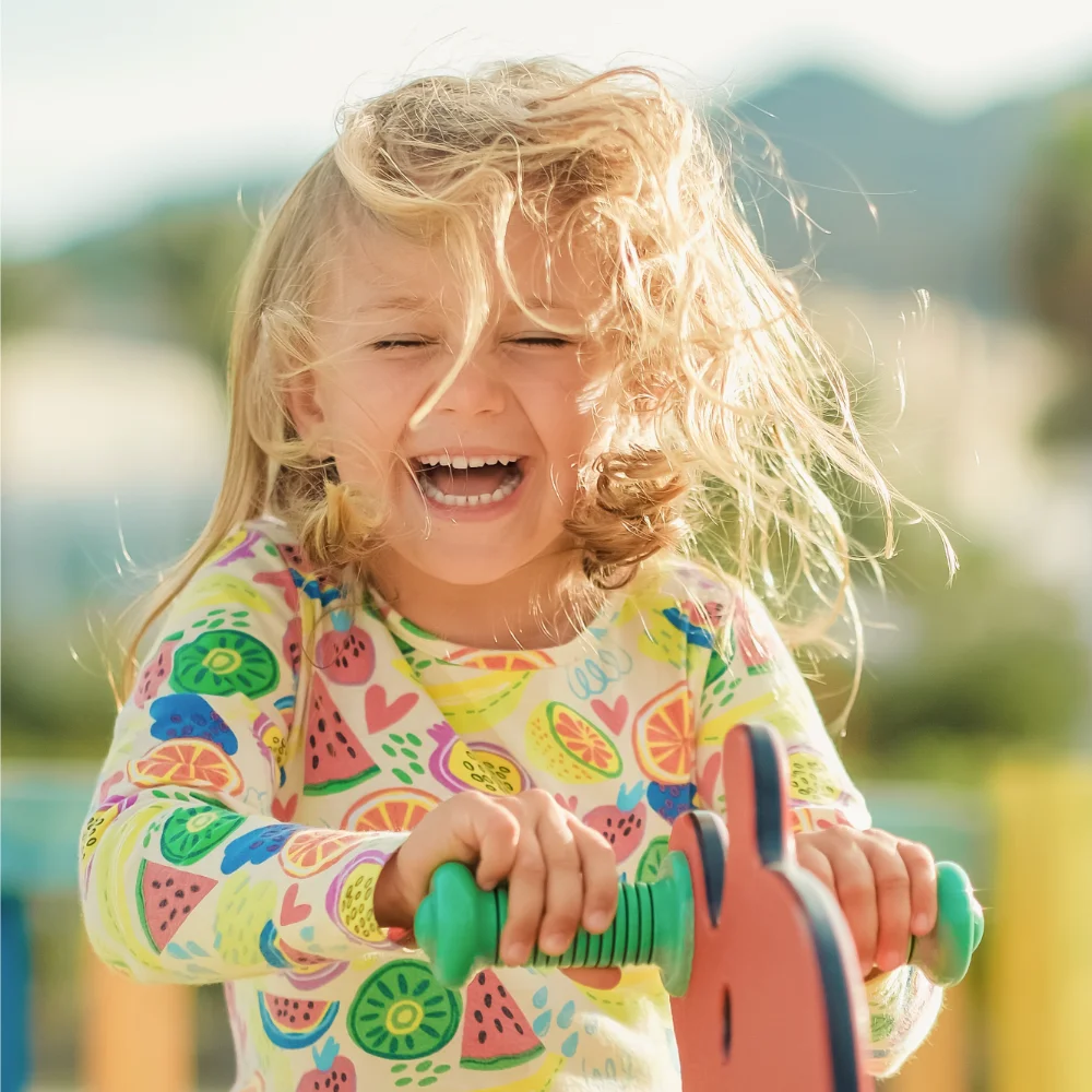 Girl has fun on the playground