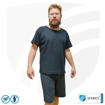T-Shirt, shielding + black | Protection up to 40 dB from RF electrosmog (mobile phones, Wi-Fi, LTE) | durable, made from Black-Jersey shielding fabric | 5G ready!