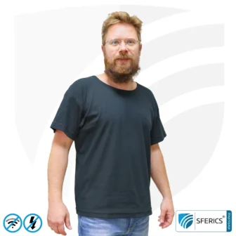 T-Shirt, shielding + black | Protection up to 40 dB from RF electrosmog (mobile phones, Wi-Fi, LTE) | durable, made from Black-Jersey shielding fabric | 5G ready!