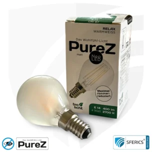 4 Watt LED Filament Pure-Z NEO | Bright as 38 watts, 400 lumens | CRI 97 | flicker-free | warm white | E14