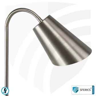 Shielded Table Lamp AMSTERDAM | silver | modern design with stylish elements in brushed steel + aluminum | flexible joints, rotatable in all directions | G9 socket