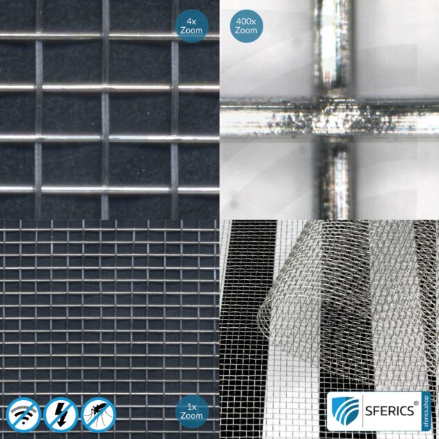 Shielding stainless steel gauze V4A10 | RF screening attenuation against electrosmog up to 40 dB | For laying. 90 cm width.
