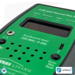 SAFE AND SOUND PRO 2 Electrosmog Detector | Unique measuring range up to 3.180.000 µW/m² | Semi-professional broadband HF measuring device for beginners | Detection of EMF radiation up to 8 GHz, including 5G! | Latest Model 2024