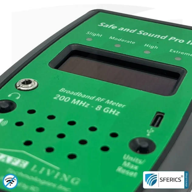 SAFE AND SOUND PRO 2 Electrosmog Detector | Unique measuring range up to 3.180.000 µW/m² | Semi-professional broadband HF measuring device for beginners | Detection of EMF radiation up to 8 GHz, including 5G! | Latest Model 2024