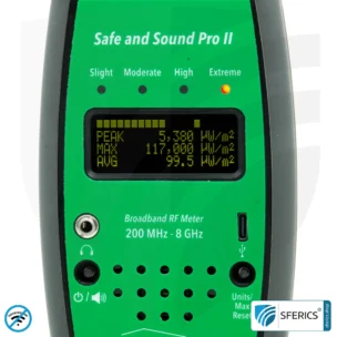 SAFE AND SOUND PRO 2 Electrosmog Detector | Unique measuring range up to 3.180.000 µW/m² | Semi-professional broadband HF measuring device for beginners | Detection of EMF radiation up to 8 GHz, including 5G! | Latest Model 2024