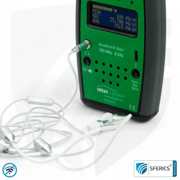 SAFE AND SOUND PRO 2 Electrosmog Detector | Unique measuring range up to 3.180.000 µW/m² | Semi-professional broadband HF measuring device for beginners | Detection of EMF radiation up to 8 GHz, including 5G! | Latest Model 2024