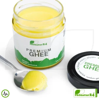PREMIUM GHEE | Ayurvedic clarified butter, made out of 100% hay milk (certified pasture farming AT) | filled by hand in glass | perfect for low-carb and ketogenic diets.