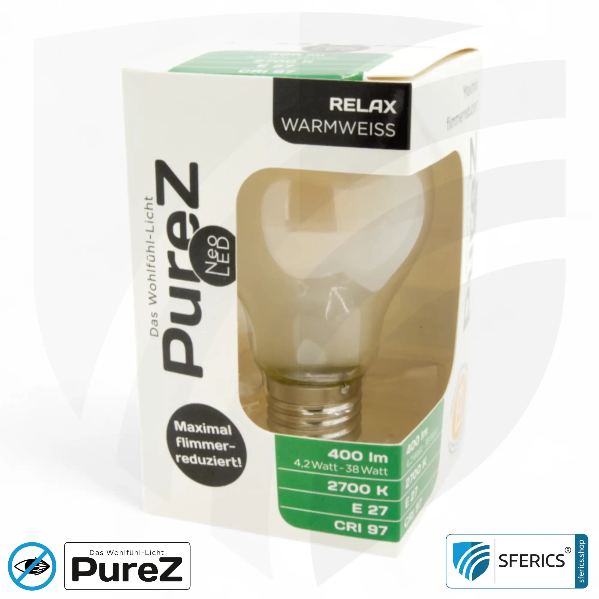4,2 watt LED filament Pure-Z NEO | bright as 38 watts, 400 lumens | CRI 97 | flicker-free | warm white | E27 7 4,2 watt LED filament Pure-Z NEO | bright as 38 watts, 400 lumens | CRI 97 | flicker-free | warm white | E27 | frosted