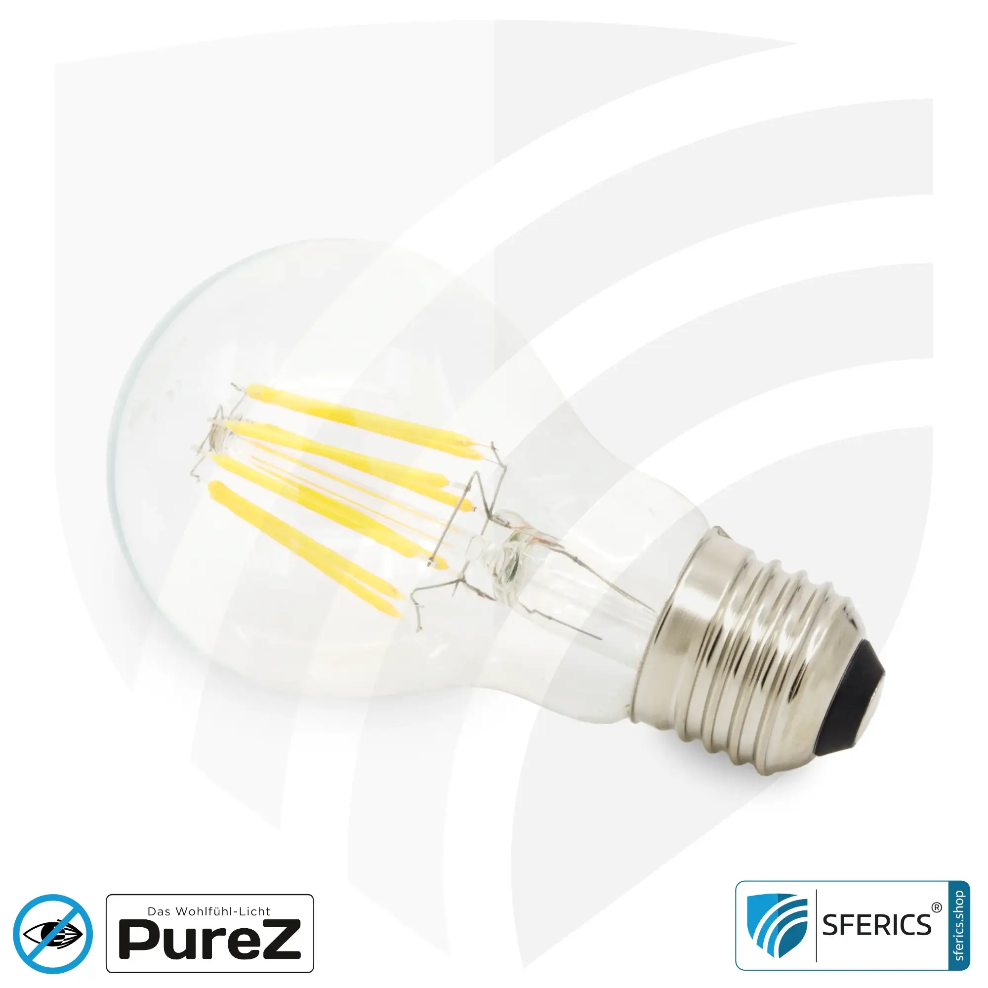 6,4 watt LED filament Pure-Z NEO | bright as 55 watts, 650 lumens | CRI 97 | flicker-free | warm white | E27 3 6,4 watt LED filament Pure-Z NEO | bright as 55 watts, 650 lumens | CRI 97 | flicker-free | warm white | E27. clear.