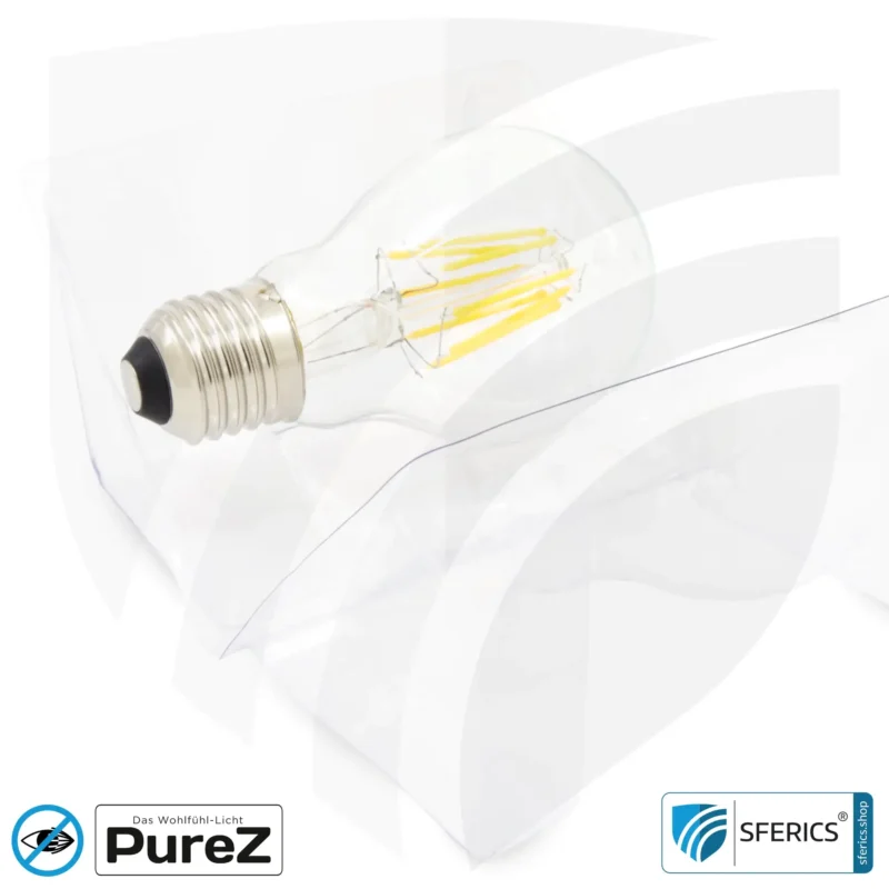 6,4 watt LED filament Pure-Z NEO | bright as 55 watts, 650 lumens | CRI 97 | flicker-free | warm white | E27. clear.