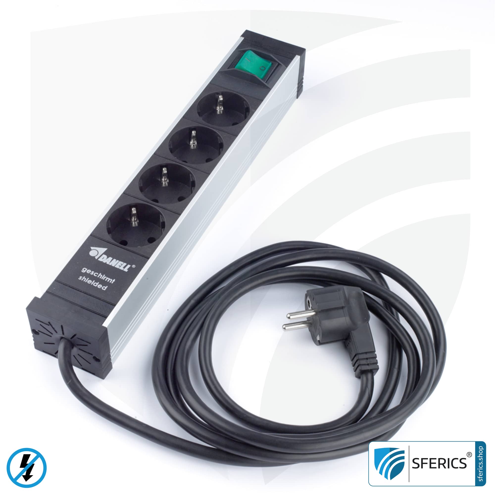 Socket strip 4-way, shielded LF | with on/off switch | type EF (Schuko) 3 Socket strip 4-way, shielded LF | with on/off switch | type EF (Schuko)