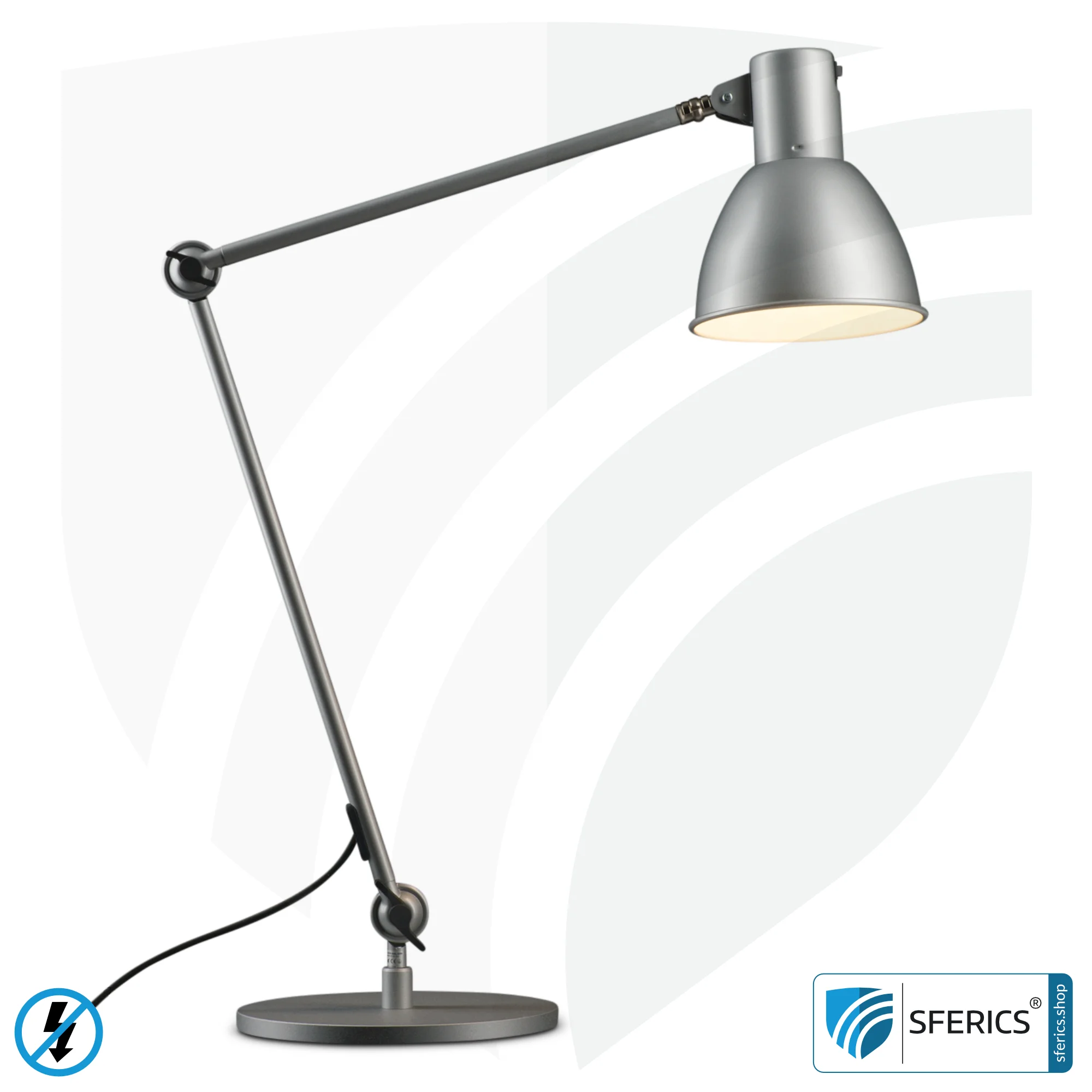 Shielded lamp LONDON in the design SILVER | desk lamp for the bright workplace or as an ingenious work lamp | E27 socket 3 Shielded lamp LONDON in the design SILVER | desk lamp for the bright workplace or as an ingenious work lamp | E27 socket