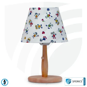 Shielded table lamp made of beech wood | lampshade CHILDREN made of cotton fabric | E27 socket