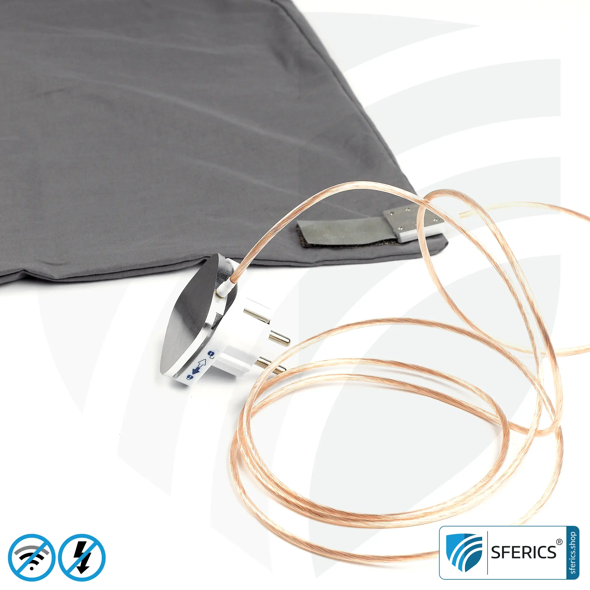 Shielding bed linen | mobile radiation protection against WIFI, cell phone, LTE, 5G, ... with efficiency over 99,99% (42 dB) | LF groundable 5 Shielding bed linen | mobile radiation protection against WIFI, cell phone, LTE, 5G, ... with efficiency over 99,99% (42 dB) | LF groundable