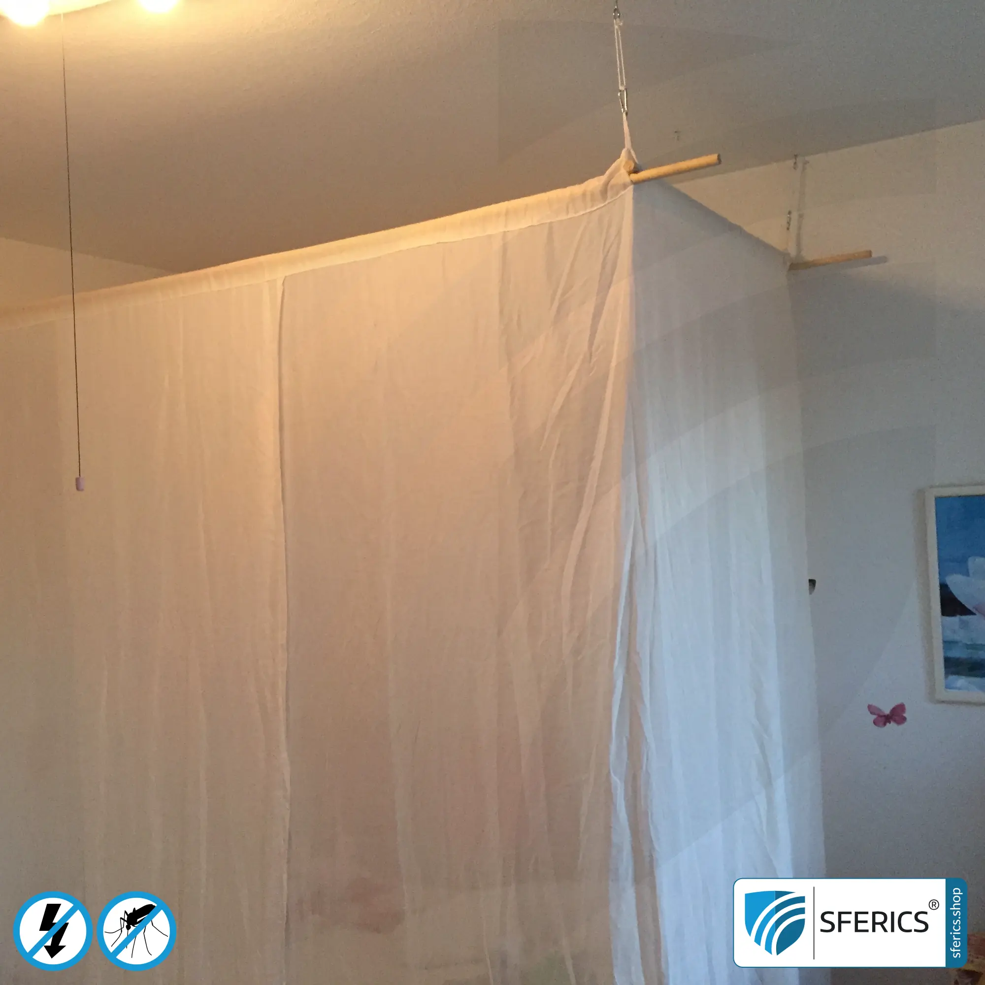 Shielding canopy electrosmog EMF | SINGLE BED | Shielding effectiveness HF up to 99,99% (40 dB) | SFERICS® invest4life program | High reduction of RF radiation, WIFI, etc. Feedimage 4 Shielding canopy electrosmog EMF | SINGLE BED | Shielding effectiveness HF up to 99,99% (40 dB) | SFERICS® invest4life program | High reduction of RF radiation, WIFI, etc.